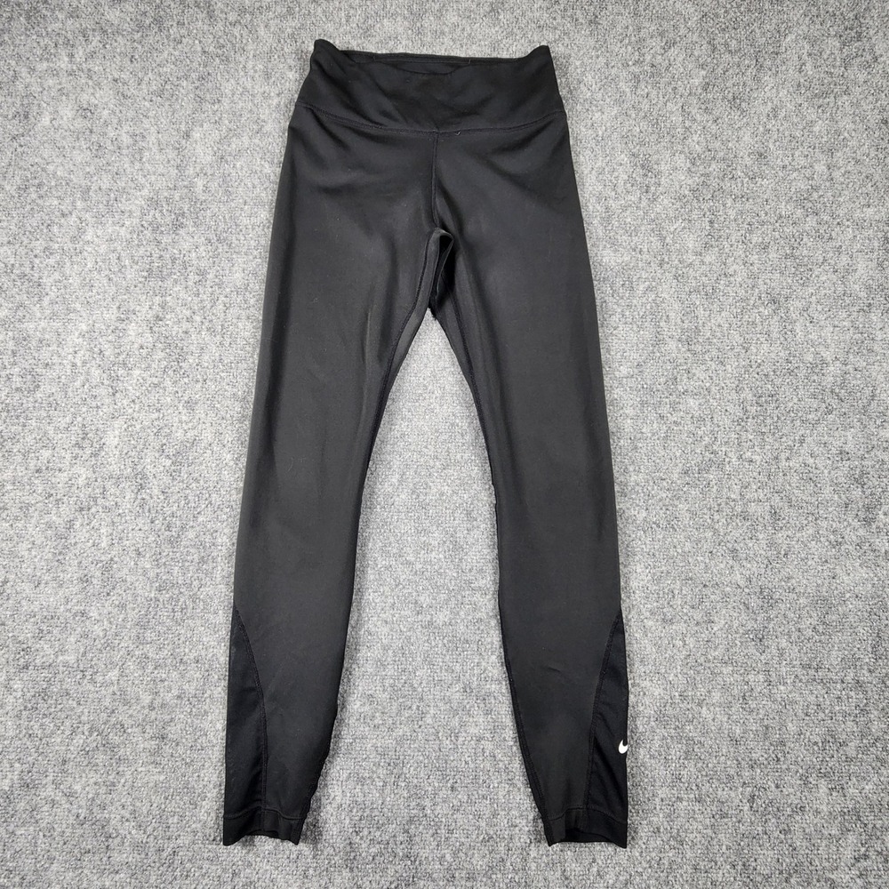 Nike Dri-FIT Womens Black Running Leggings Mesh Panel‎ Athletic Tights Small